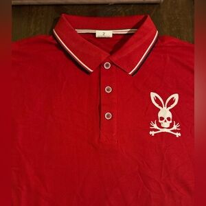 NWOT Red Polo Shirt with Skull and Bunny Logo